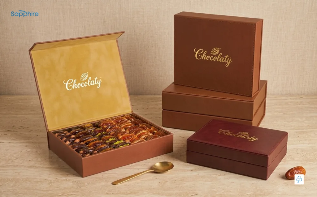 branded custom chocolate gift box with premium interior