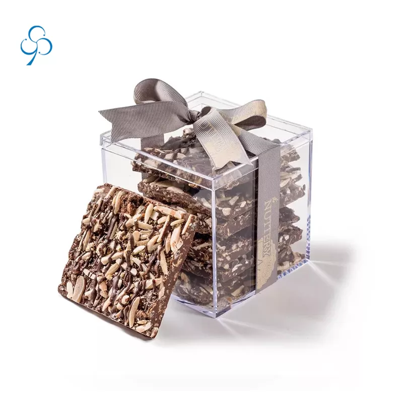 chocolate gift box with ribbons 