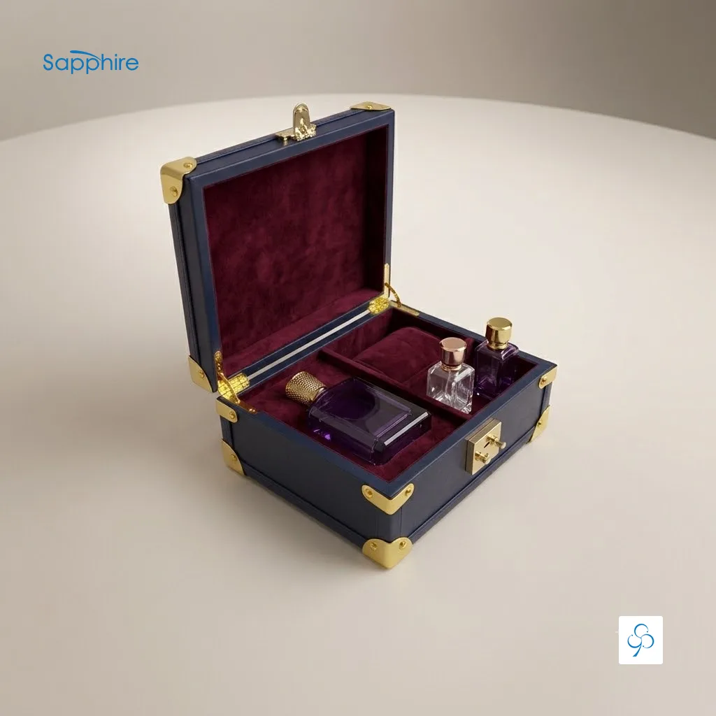 custom luxury perfume gift box with premium finishing and logo branding made in uae
