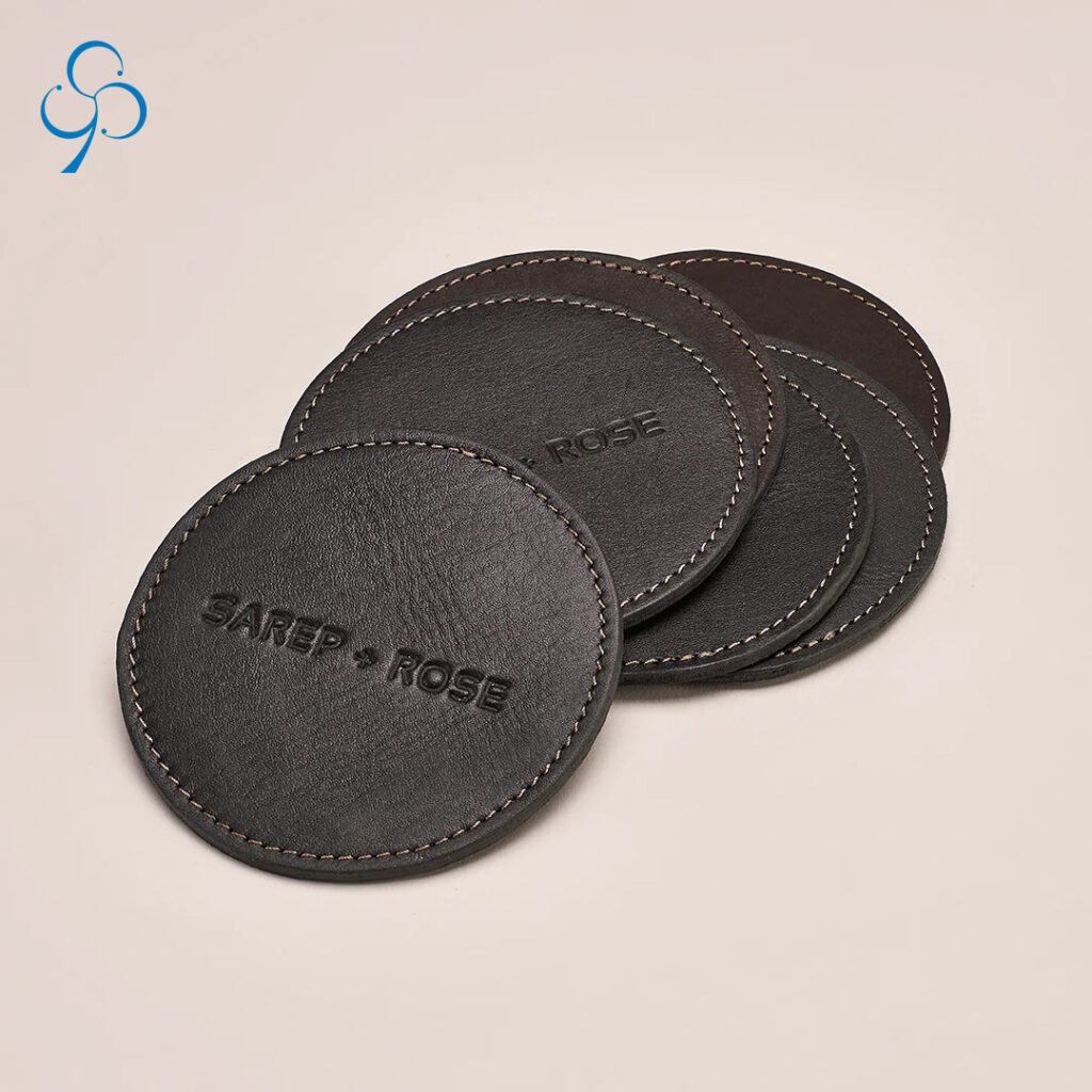 round tea coaster with embossed logo