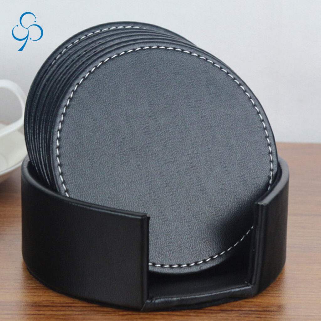 round black tea coaster with holder