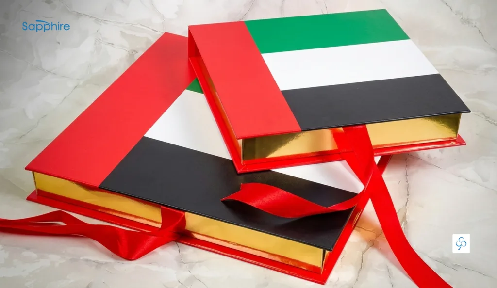 luxury uae national day corporate gift boxes with logo and premium finishing