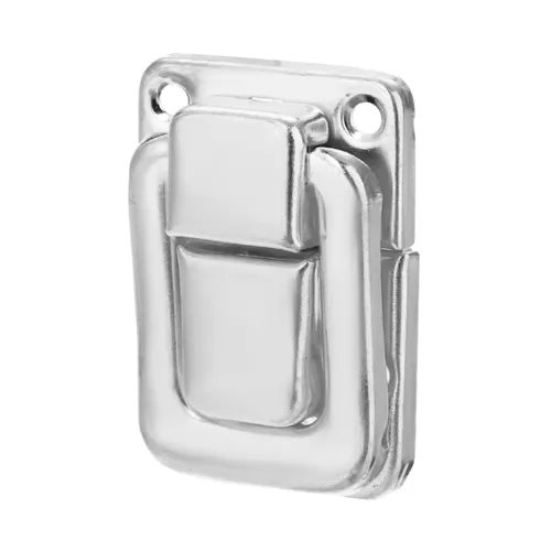 silver metal push lock clasp for leather boxes, model lq2738s, size 27x38mm