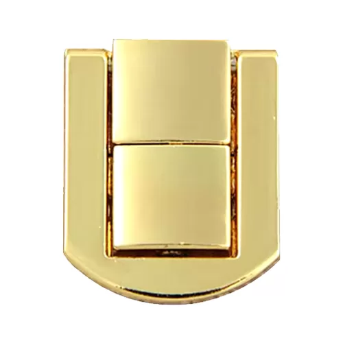 rectangular gold push lock clasp, model lq2532g, size 25x32mm