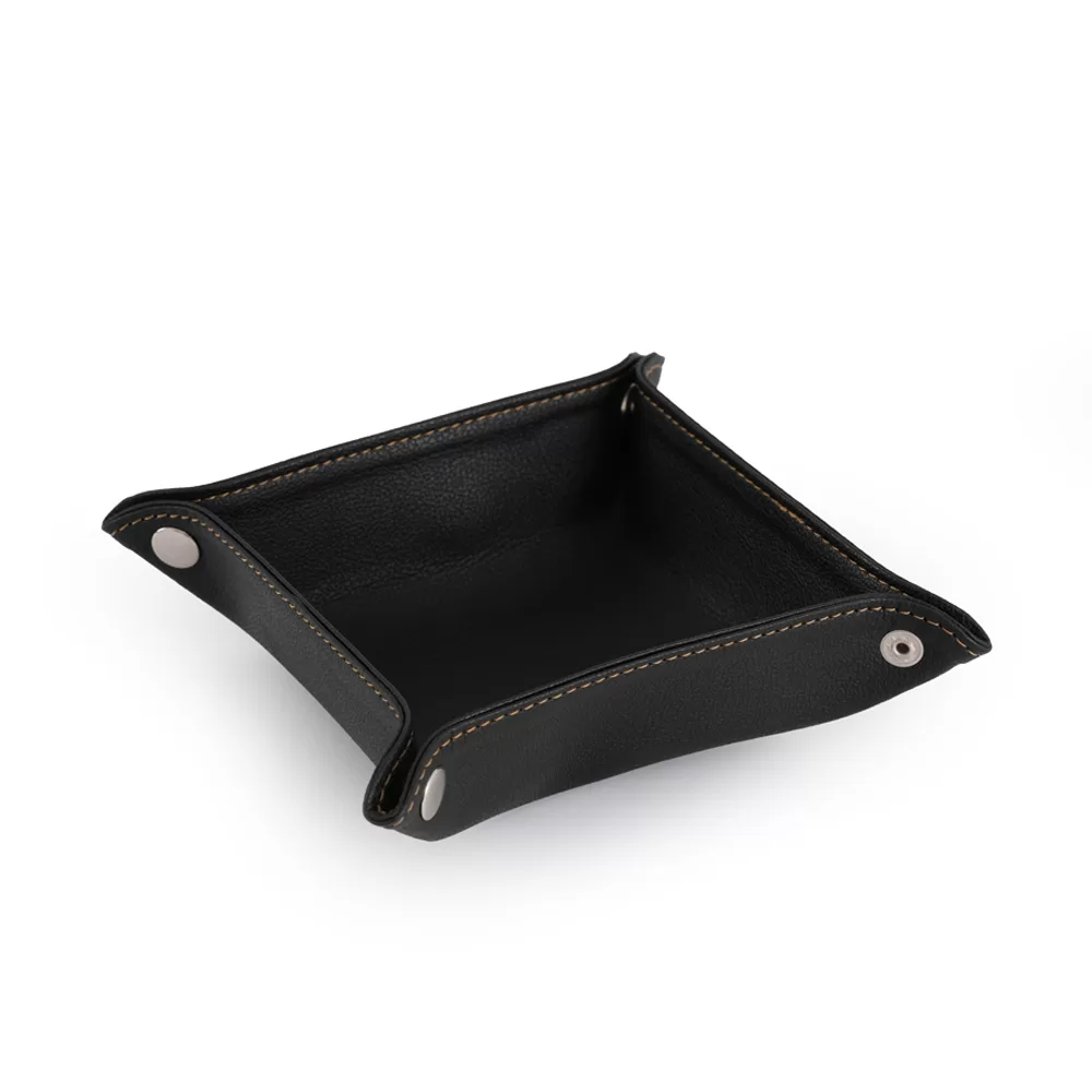 leather coin tray - small essentials, neatly placed