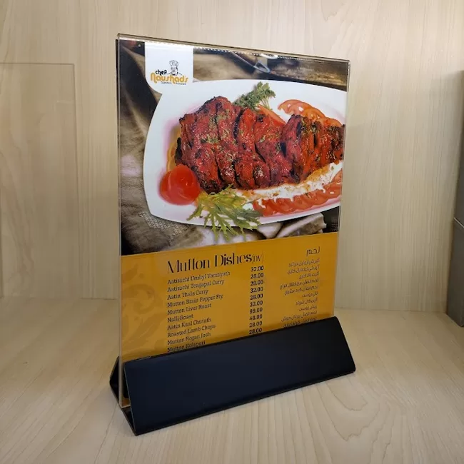 acrylic menu sign holder for restaurant tables