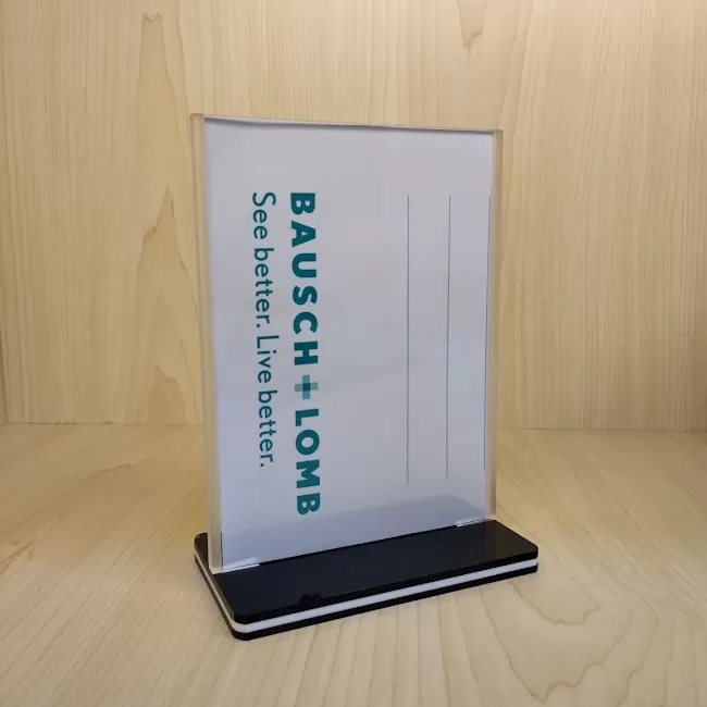 t shape acrylic sign holder double sided