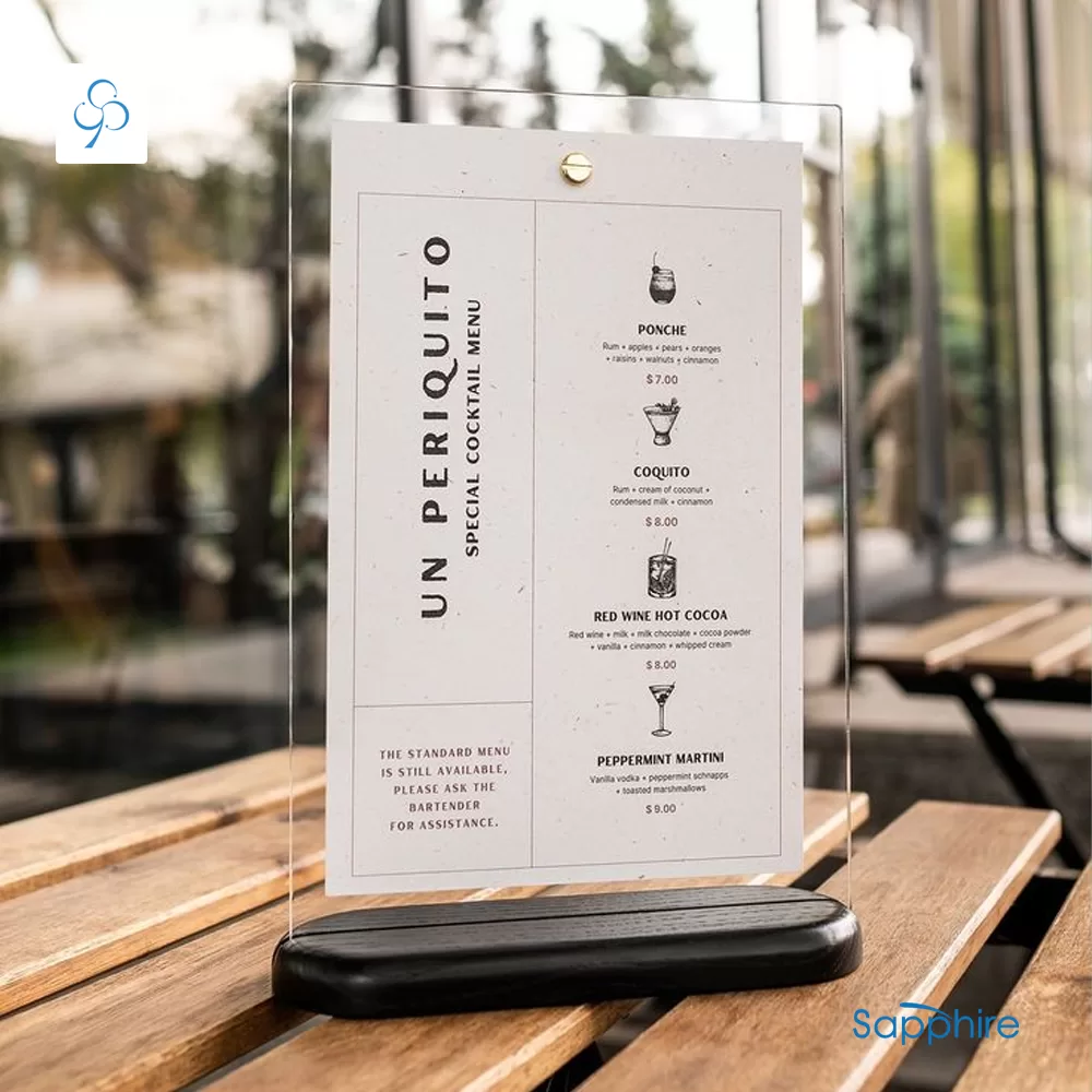 table top menu holders for cafés and restaurants