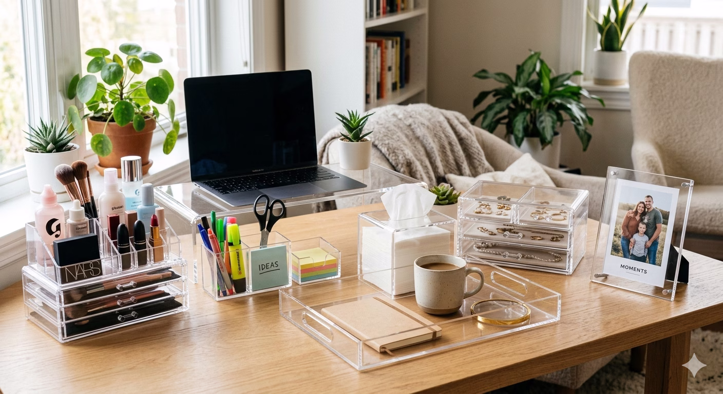 lifestyle image showing multiple acrylic products together.